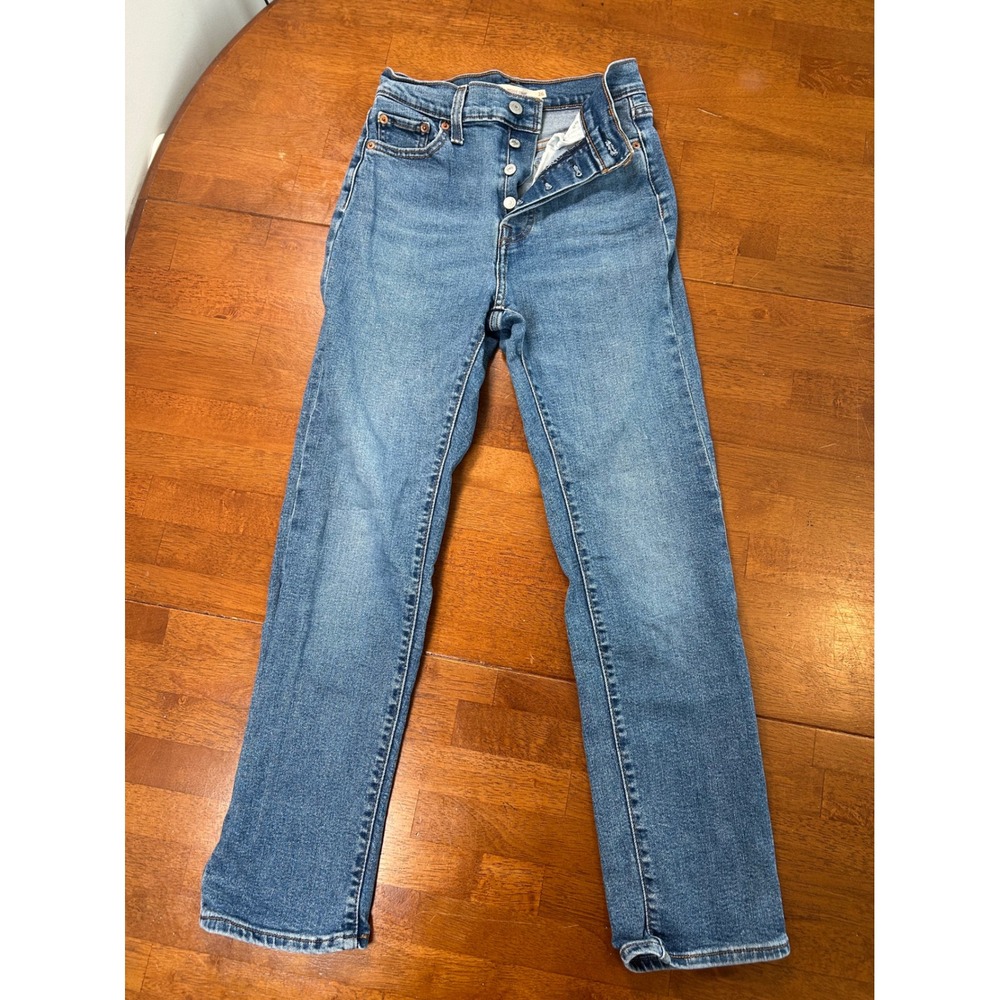 Levi's Wedgie Straight Jeans Womens 26 Blue High Rise Button Fly Denim